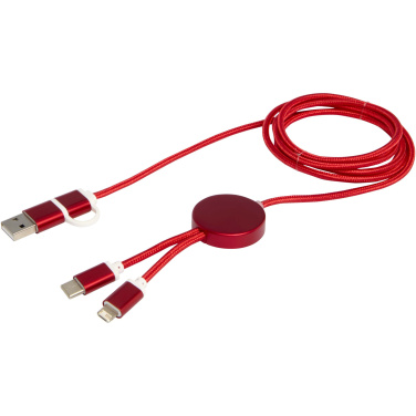 Logo trade promotional merchandise picture of: Alasia 5-in-1 recycled aluminium and plastic 150 cm data sync and 27W fast charge cable