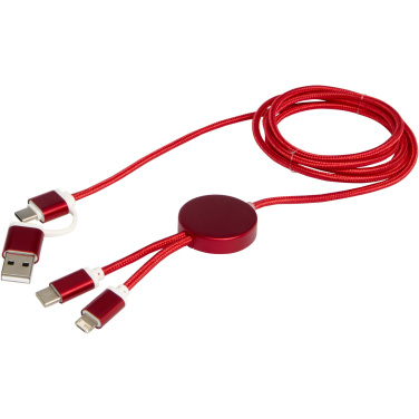 Logotrade promotional item image of: Alasia 5-in-1 recycled aluminium and plastic 150 cm data sync and 27W fast charge cable