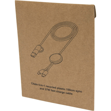 Logotrade corporate gift image of: Citala 5-in-1 recycled plastic 150 cm data sync and 27W fast charge cable