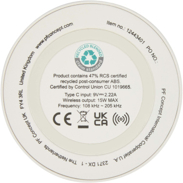 Logo trade corporate gift photo of: Freal 15W recycled plastic wireless charging pad