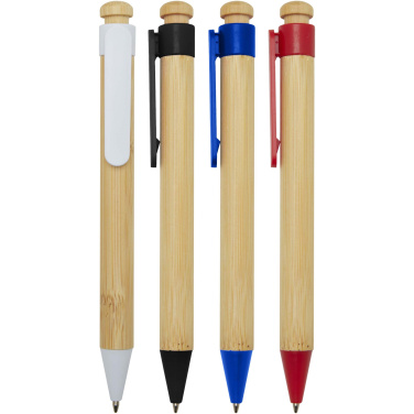 Logo trade advertising product photo of: Rattan bamboo and recycled plastic ballpoint pen (black ink)