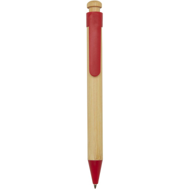 Logotrade promotional product picture of: Rattan bamboo and recycled plastic ballpoint pen (black ink)