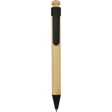 Logotrade promotional gift picture of: Rattan bamboo and recycled plastic ballpoint pen (black ink)