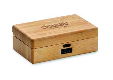 Logotrade promotional product picture of: TWS earbuds in bamboo case