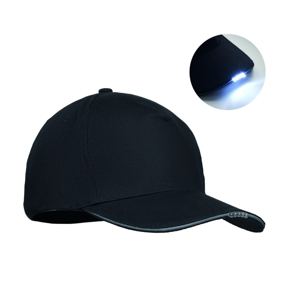Logotrade promotional gift picture of: 5 panel LED cotton cap 220gr/m²