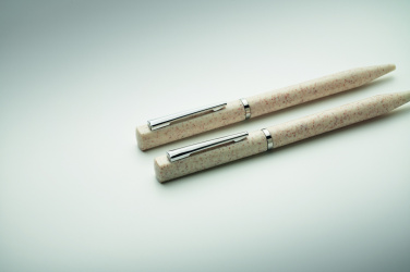 Logo trade promotional gifts image of: Wheat straw/ABS twist pen set