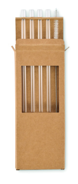 Logo trade promotional giveaways image of: 4 reusable glass straws