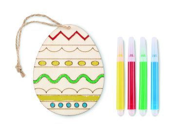 Logo trade corporate gifts image of: Wooden egg painting set