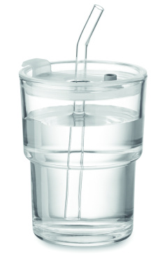 Logotrade business gifts photo of: Glass tumbler with straw 400ml