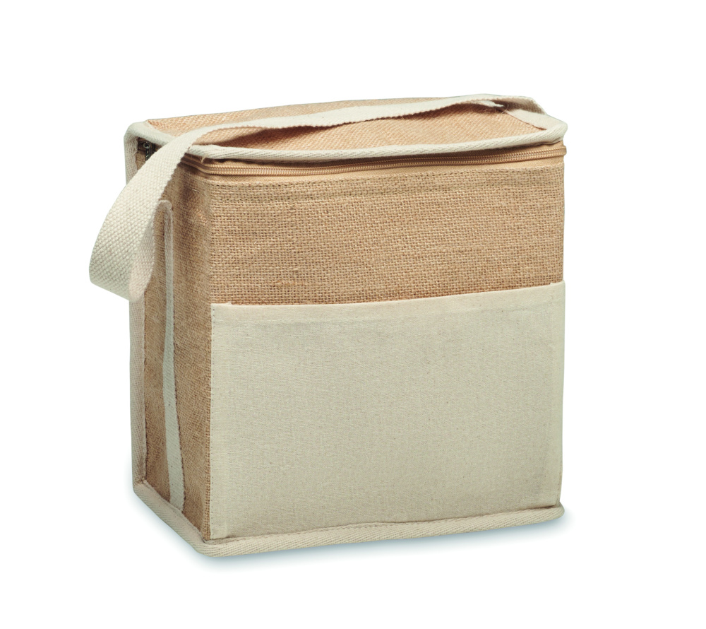Logo trade promotional merchandise image of: Jute and canvas cooler bag 3L