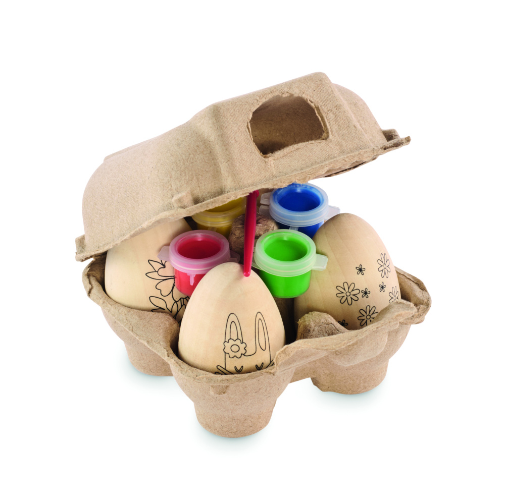 Logo trade advertising products picture of: Wooden eggs painting set