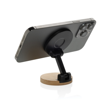 Logo trade corporate gifts picture of: Magmount RCS recycled plastic and bamboo phone stand