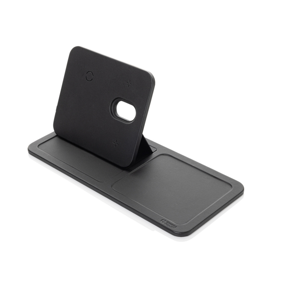 Logo trade promotional items picture of: Swiss Peak 3 in 1 RCS recycled PU wireless charger desk tray
