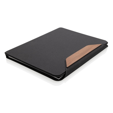 Logo trade corporate gifts image of: Teri AWARE™ RPET and walnut A4 portfolio