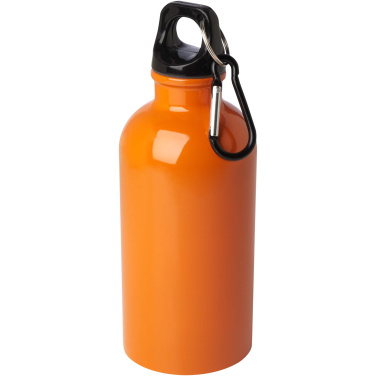 Logo trade promotional product photo of: Oregon 400 ml RCS certified single wall stainless steel water bottle with carabiner