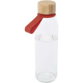 Porto 500 ml glass water bottle with silicone handle and bamboo lid, Brick