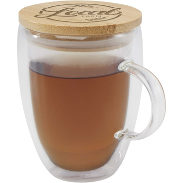 Logo trade promotional merchandise photo of: Leona 350 ml glass cup with bamboo lid
