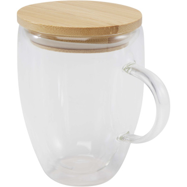 Logo trade corporate gifts image of: Leona 350 ml glass cup with bamboo lid