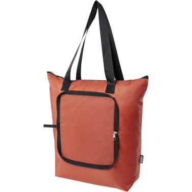 Logo trade business gifts image of: EcoFold RPET foldable tote cooler bag 15L