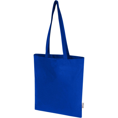 Logo trade corporate gifts image of: Madras Blend 140 g/m² GRS recycled cotton tote bag 7L
