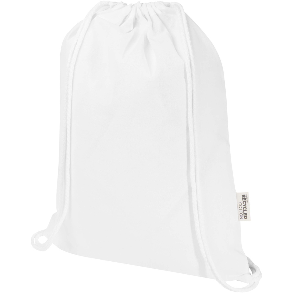 Logo trade promotional merchandise image of: Oregon Blend 140 g/m² GRS recycled drawstring bag 5L