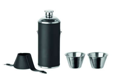 Logo trade business gifts image of: Hip flask with shot cups