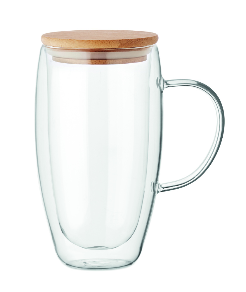 Logo trade promotional merchandise image of: Double wall glass mug 450ml