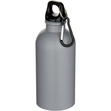 Logo trade promotional merchandise photo of: Oregon 400 ml matte RCS recycled single wall stainless steel water bottle with carabiner