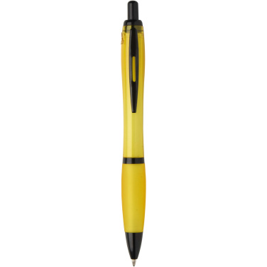 Logo trade promotional giveaways picture of: Nash recycled plastic ballpoint pen with black trims (black ink)