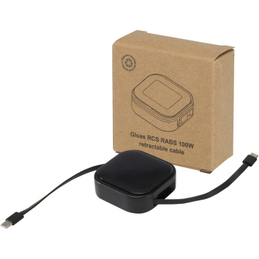 Logotrade promotional gift image of: Gloas 5-in-1 recycled retractable data sync and 100W fast charge cable with smartphone tool kit