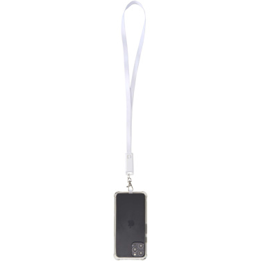 Logo trade promotional items picture of: Franz recycled plastic smartphone lanyard with built-in data sync and 65W fast charge 5-in-1 cable