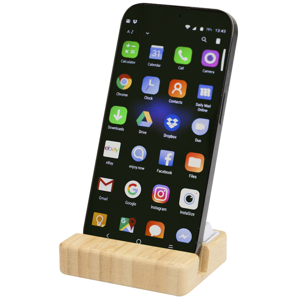 Logo trade promotional gifts image of: Algol recycled plastic phone stand and fidget toy with bamboo details