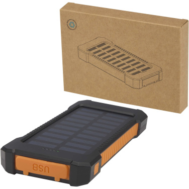 Logo trade corporate gifts image of: Altair 5000 mAh 10W recycled plastic rugged solar power bank with built-in torch