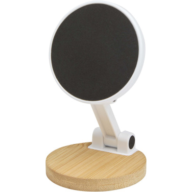 Logo trade promotional items picture of: Alcor recycled plastic foldeable magnetic phone stand with bamboo details