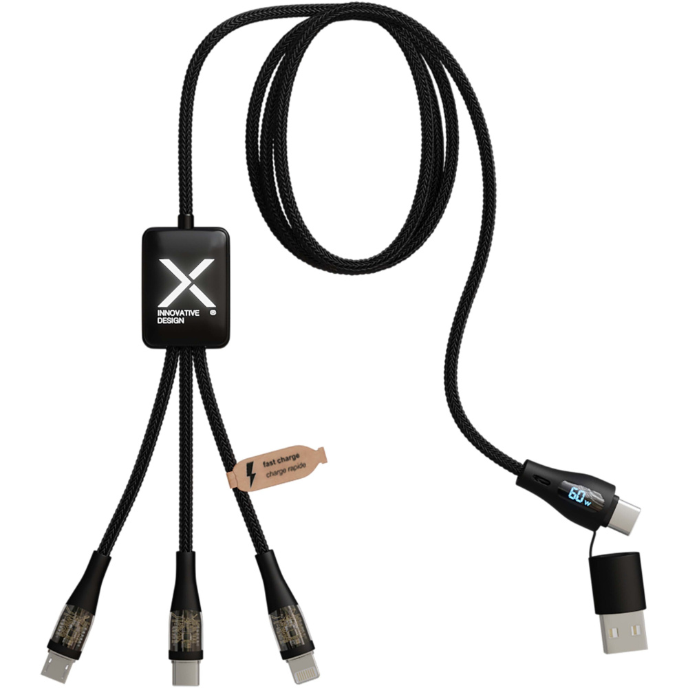 Logotrade promotional items photo of: SCX.design C51 60W 5-in-1 rPET fast charging cable with display