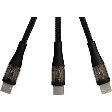 Logo trade business gifts image of: SCX.design C51 60W 5-in-1 rPET fast charging cable with display