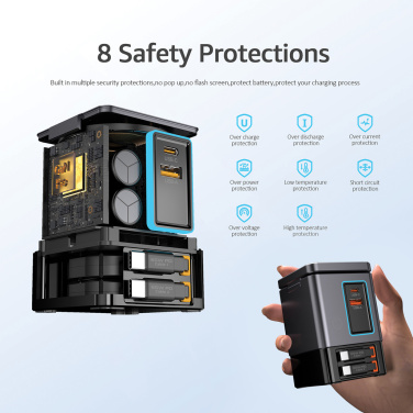 Logo trade business gift photo of: Urban Vitamin Sacramento 105W GAN charger+retractable cables