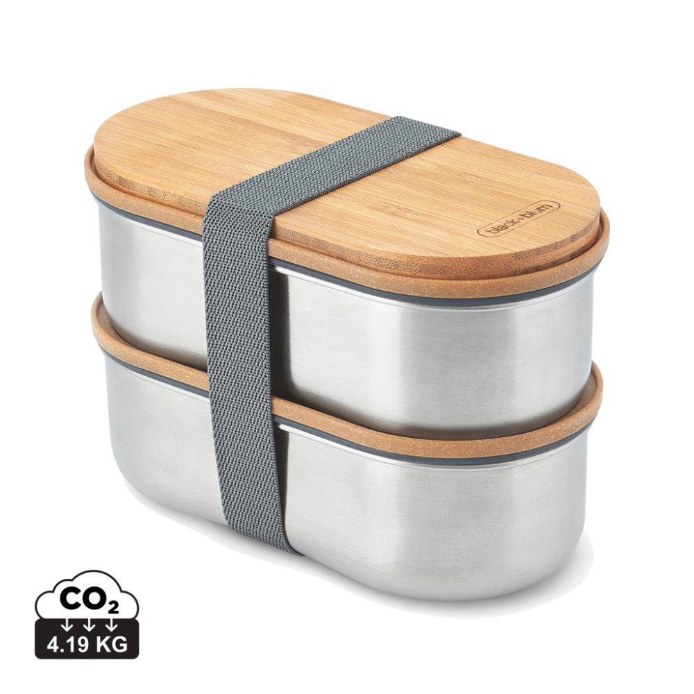 Logo trade promotional merchandise photo of: Black+Blum Stainless Steel Double Bento Box