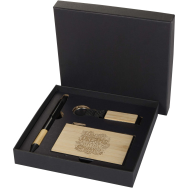 Logotrade business gift image of: Minka RCS recycled aluminium ballpoint pen, keychain and RFID card holder gift set