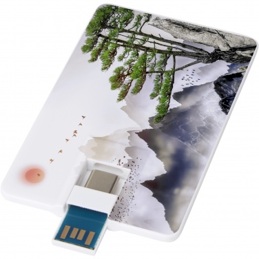 Logo trade reklaamkingituse pilt: Duo õhuke 32 GB USB-draiv koos Type-C ja USB-A 3.0-ga