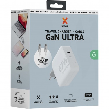 Logotrade ärikingituse foto: Xtorm XVC2067 GaN Ultra 67W reisilaadija 100W USB-C PD-kaabliga