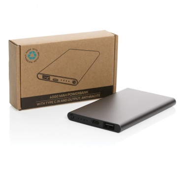 Logotrade firmakingid pilt: RCS-i taaskasutatud plastist/alumiiniumist 4000 mah C-tüüpi akupank