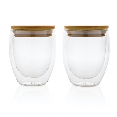 Logo trade firmakingid foto: Kaheseinaline boorsilikaatklaas bambusest kaanega 250ml 2tk komplekt