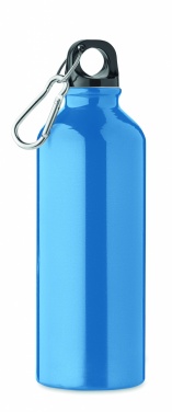 Logo trade reklaamtooted foto: Taaskasutatud alumiiniumist valmistatud ühekordse seinaga joogipudel 500 ml karabiiniga