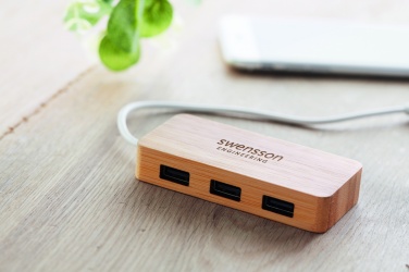 Logotrade firmakingi foto: Bambusest USB 3 pordiga jaotur