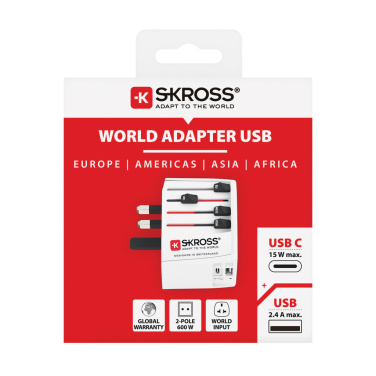 Logo trade meene pilt: SKROSS World Travel Adapter MUV 2-pooluseline USB A ja C-ga