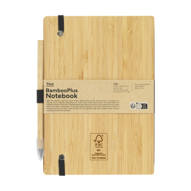 Logo trade reklaamkingi pilt: BambooPlus paberist märkmik A5 – tindivaba pliiats