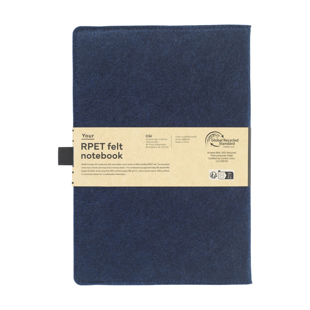 Logotrade ärikingitused pilt: Felty GRS RPET paberist märkmik A5