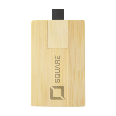 Logotrade firmakingi foto: Krediitkaardikujuline mälupulk bambusest 64 GB