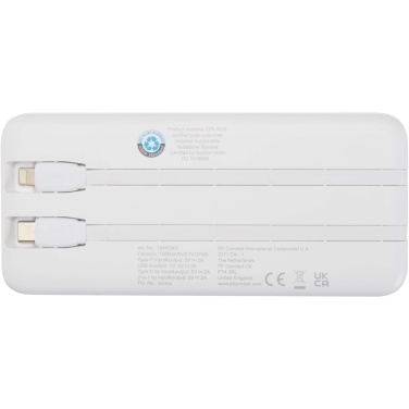 Logotrade firmakingitused pilt: Adhil 10 000 mAh 10W taaskasutatud plastist akupank kahe sisseehitatud kaabliga